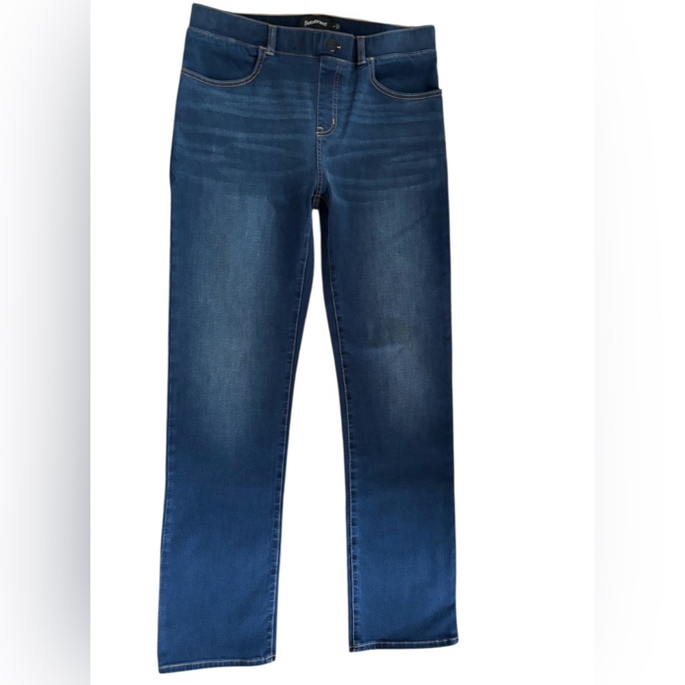 Betabrand Signature Mid-Rise Denim Straight Leg Stretch Jean Sz L Dark Wash
